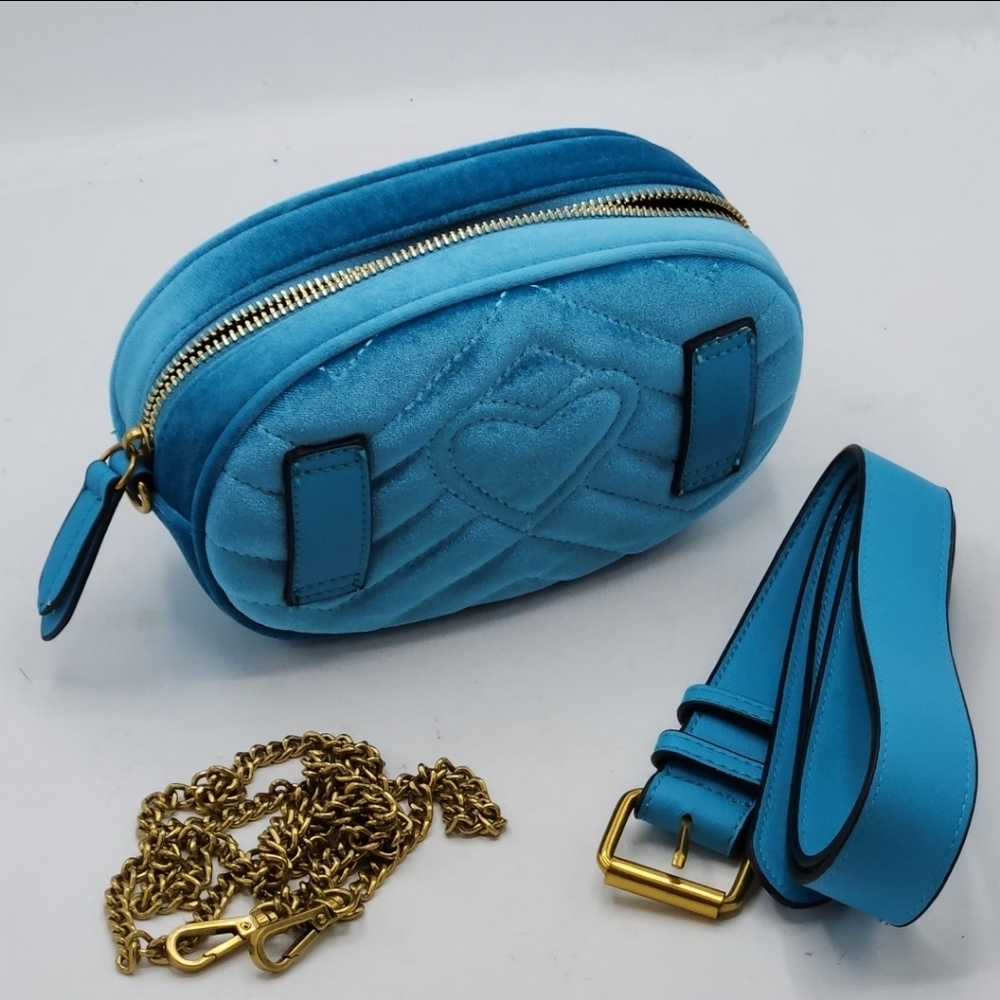Travel PU Leather Waist Adjustable Belt Bag In Velvet Teal - Picture 10 of 14